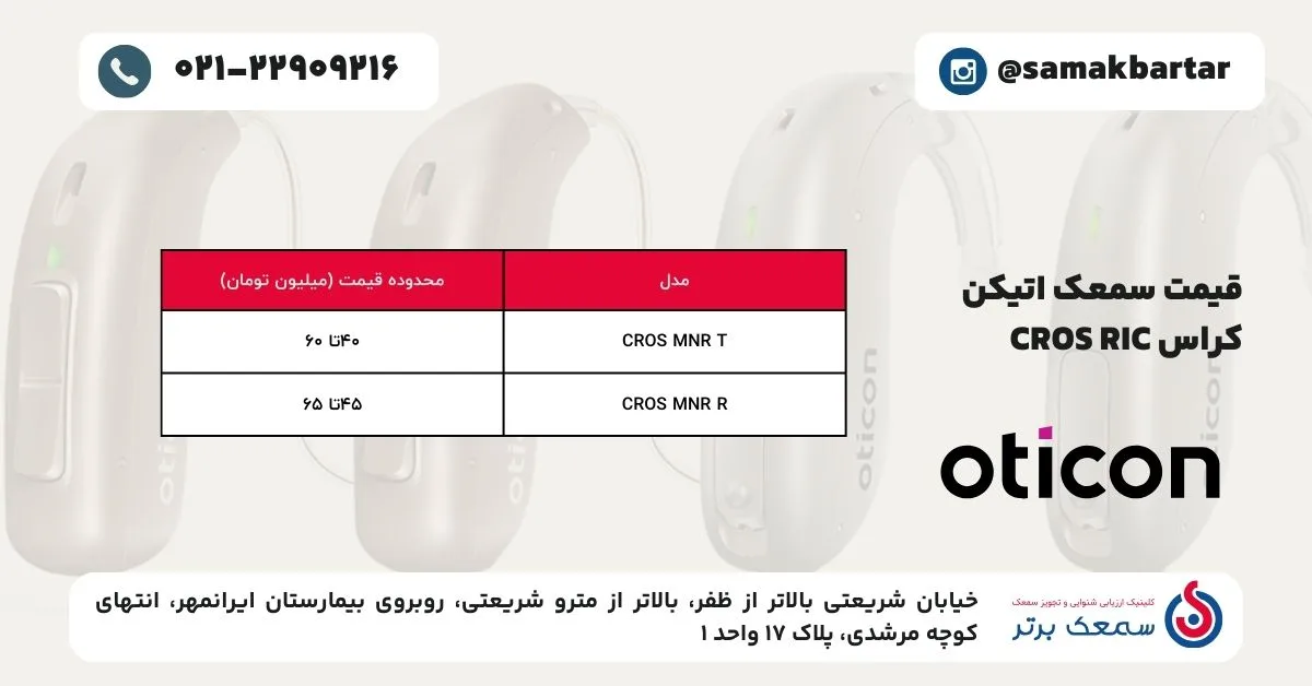 قیمت سمعک کراس CROS RIC اتیکن
