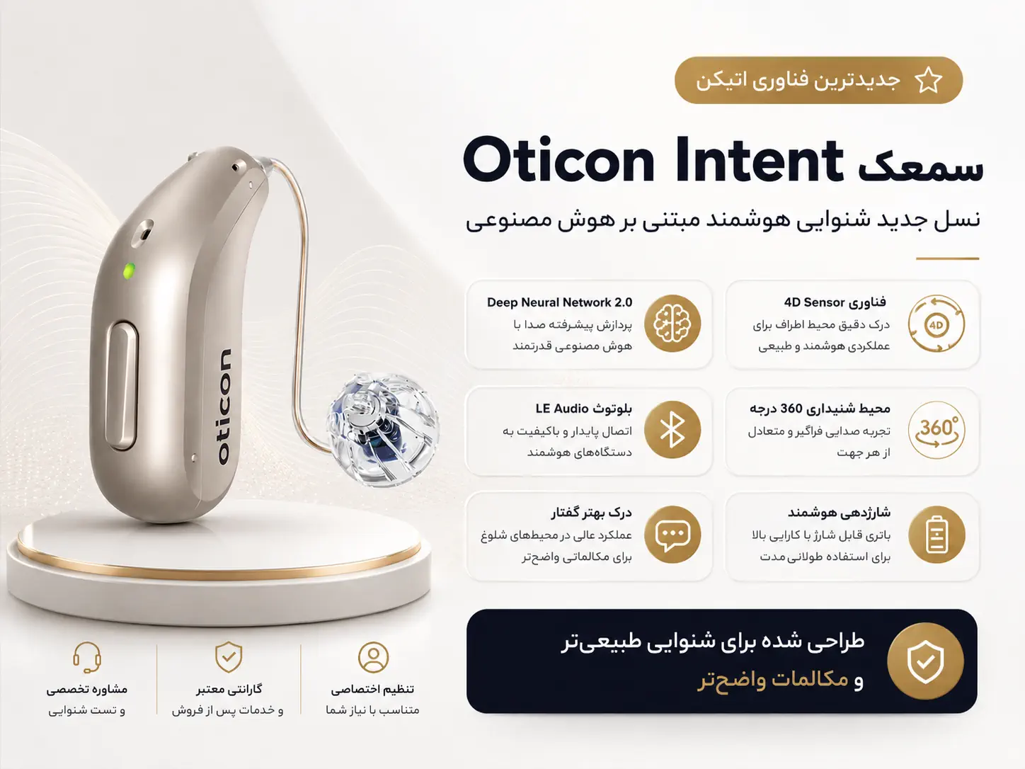 سمعک اتیکن اینتنت Intent با سنسور هوشمند ۴بعدی
